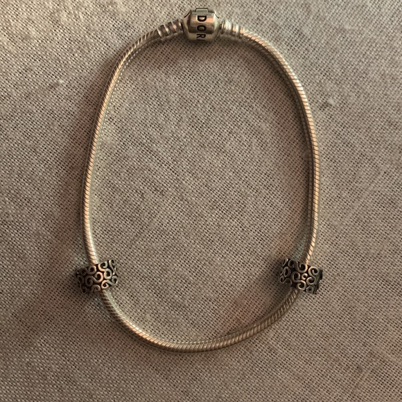 RETIRED Pandora Snake Chain Charm Bracelet with 2 Charms. ✨ - Picture 2 of 8